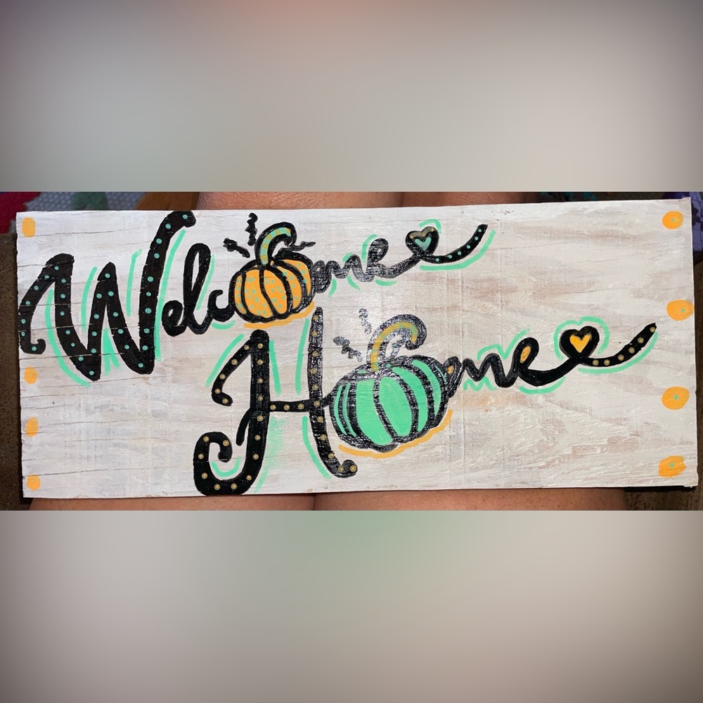 Colorful Pumpkin Welcome Home Wall Art